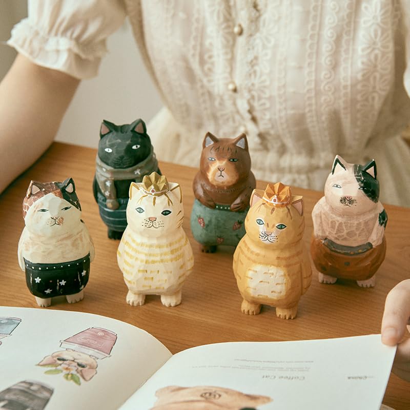 Amazon.co.jp: ハンドメイド猫型木彫りオブジェ | 可愛らしいデザイン